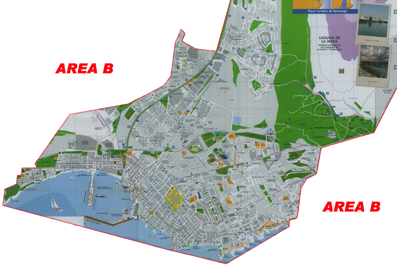 Map areas Torrevieja. Airport Manises Valencia and Elche Alicante Taxi Service