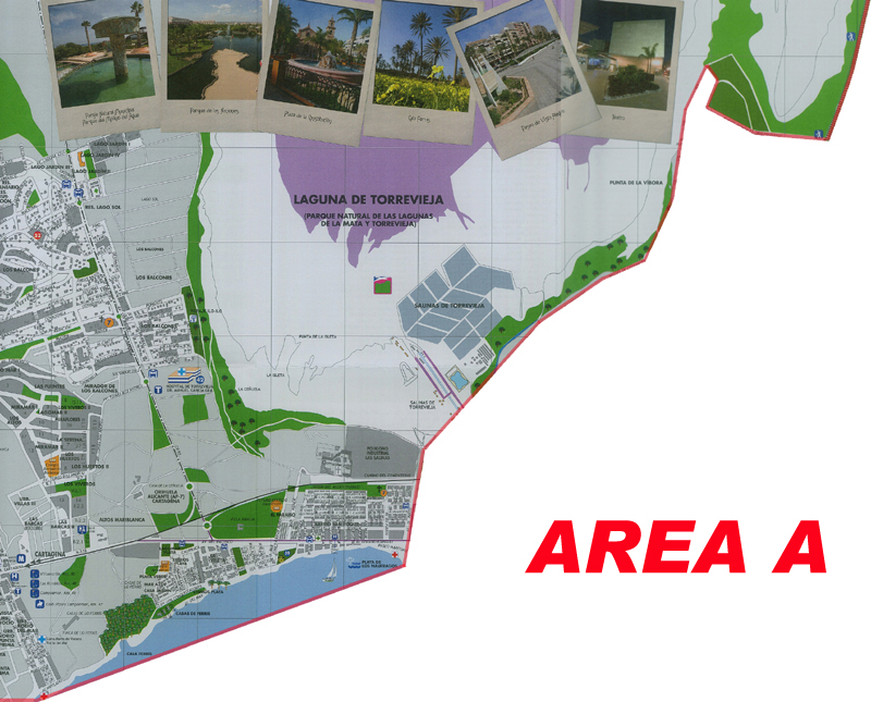 Map areas Torrevieja. Airport Corvera Murcia Taxi Service